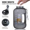 1 Gallon BPA Free Dishwasher Safe 128oz Large Water Bottle with Motivational Time Marker and Handle - Leak-proof Big Black Water Jug for Camping, Sports, Workouts (Chug Lid) view 2