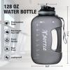 1 Gallon BPA Free Dishwasher Safe 128oz Large Water Bottle with Motivational Time Marker and Handle - Leak-proof Big Black Water Jug for Camping, Sports, Workouts (Chug Lid) view 3