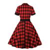 1950s Vintage Dresses for Women A-Line Cotton Audrey Retro Rockabilly Floral Print Skater Party Cocktail Wedding Evening Swing Dress UK Red Plaid L view 2