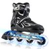 2PM SPORTS Vinal Girls Adjustable Flashing Inline Skates, All Wheels Light Up, Fun Illuminating Skates for Kids and Men - Sliver M view 1