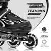 2PM SPORTS Vinal Girls Adjustable Flashing Inline Skates, All Wheels Light Up, Fun Illuminating Skates for Kids and Men - Sliver M view 3