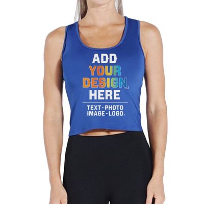 DEYI Design Your Own Women's Performance U-Neck Tanks Dry Fit Gym Tee, Blue S