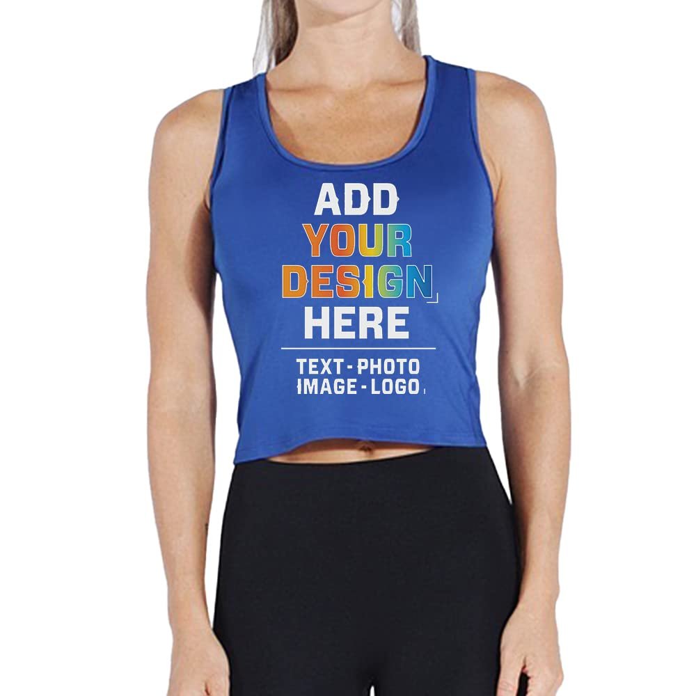 DEYI Design Your Own Women's Performance U-Neck Tanks Dry Fit Gym Tee, Blue S