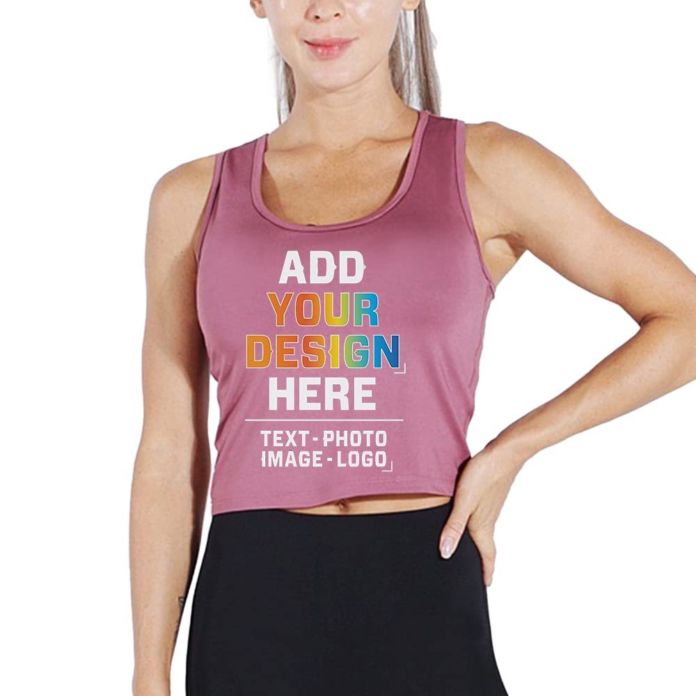 DEYI Design Your Own Women's Performance U-Neck Tanks Dry Fit Gym Tee, Pink S