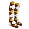Golf Knickers Colorful Knee High Argyle Cotton Socks For Men Women and Youth - EEEE: Brown/Gold/White - Ladies view 1
