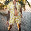 Mens Summer 2 Piece Outfit Big and Tall Sweatsuits Sets Short Sleeve T-Shirts and Classic Fit Sport Shorts Set Tracksuit Yellow view 2