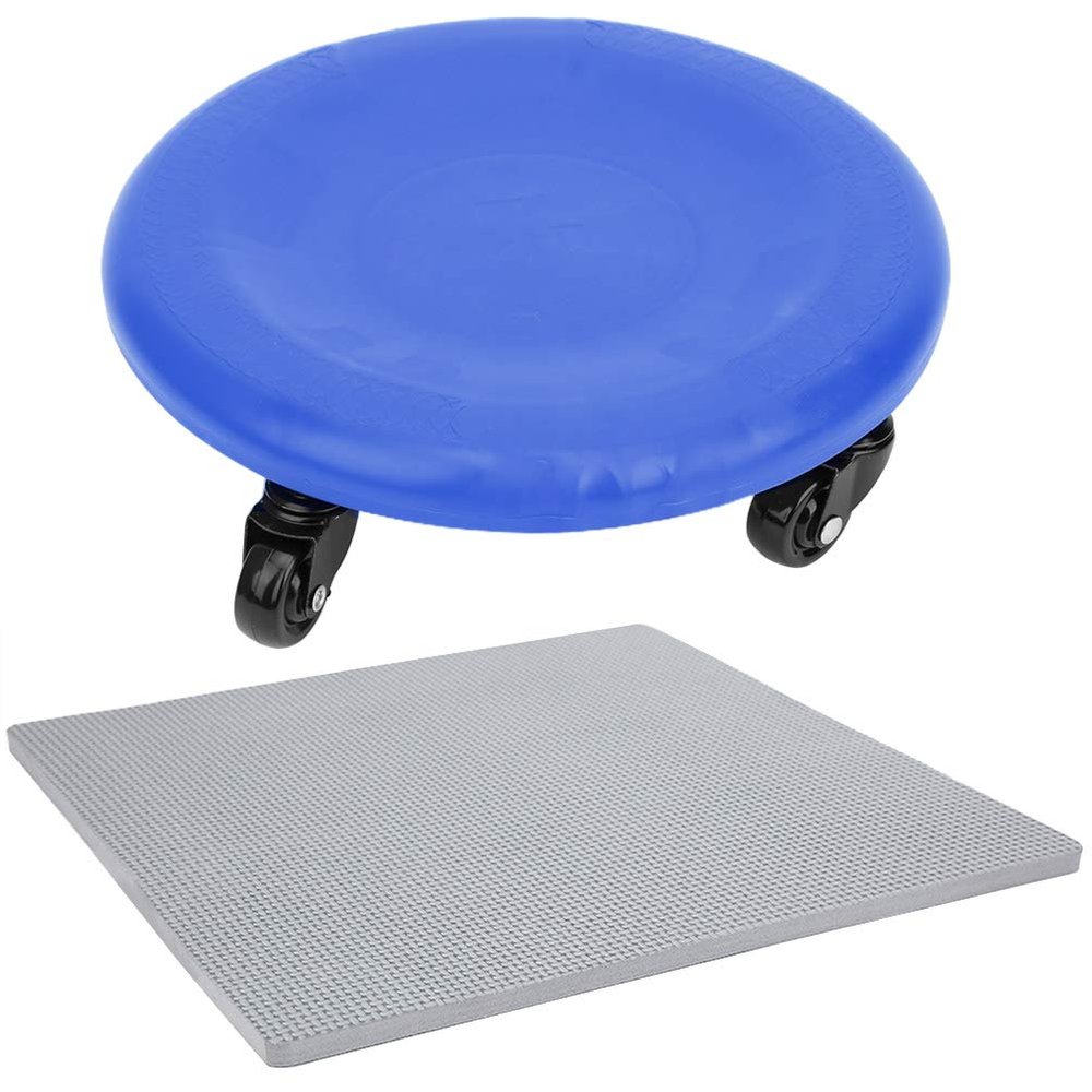 Abdominal Exercise Roller, 4 Wheel Plate Slide Disc Fitness Equipment for Home Office Gym (Blue)