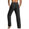 QWENTMTNTY Mens Linen Pants Drawstring Straight Fit Casual Summer Loose Fit Trousers Big & Tall Solid Plain Yoga Long Pants Black view 2