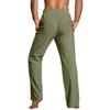 QWENTMTNTY Mens Linen Pants Drawstring Straight Fit Casual Summer Loose Fit Trousers Big & Tall Solid Plain Yoga Long Pants Army Green view 2