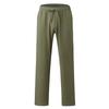 QWENTMTNTY Mens Linen Pants Drawstring Straight Fit Casual Summer Loose Fit Trousers Big & Tall Solid Plain Yoga Long Pants Army Green view 3