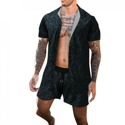 Mens Summer 2 Piece Outfit Big and Tall Sweatsuits Sets Short Sleeve T-Shirts and Classic Fit Sport Shorts Set Tracksuit Navy