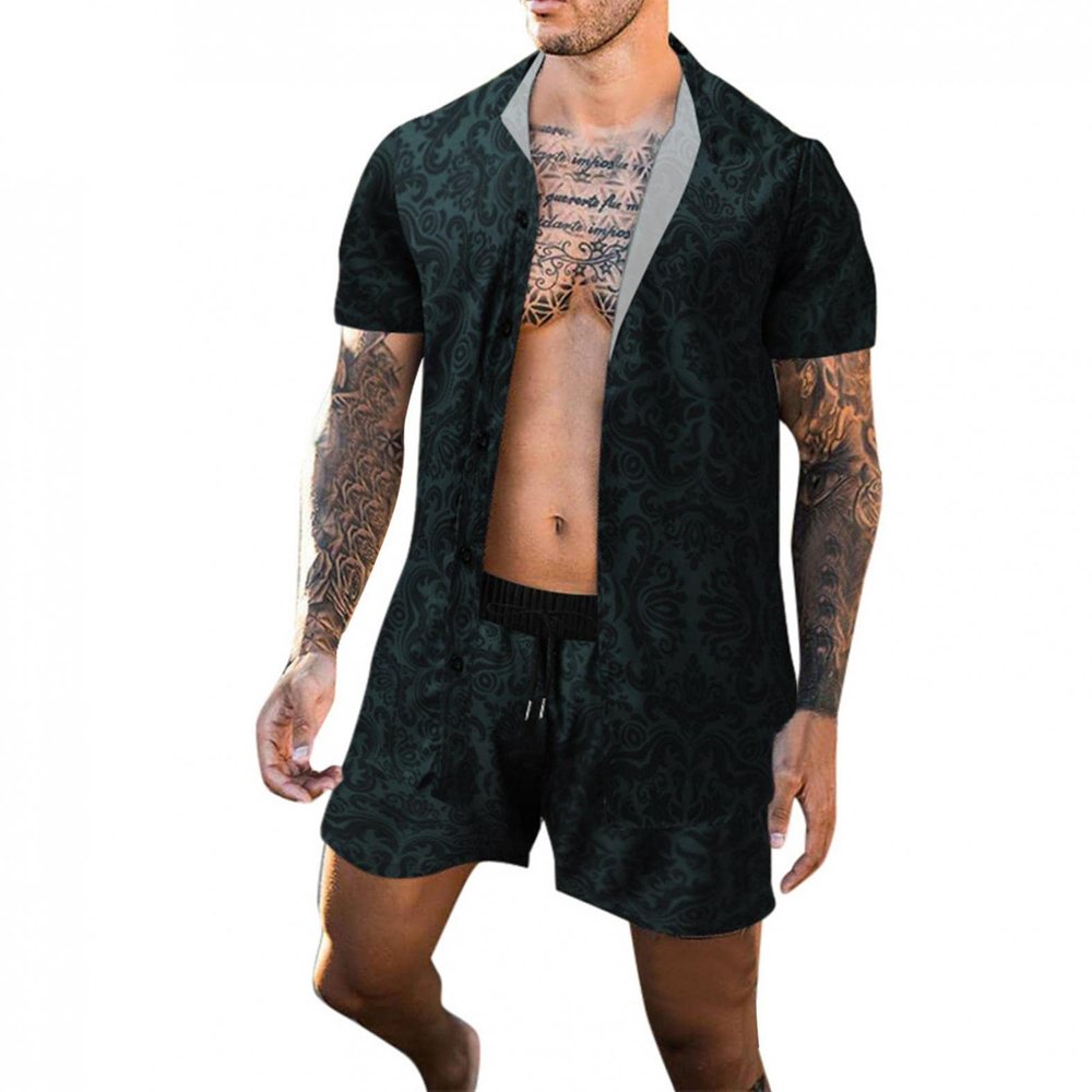 Mens Summer 2 Piece Outfit Big and Tall Sweatsuits Sets Short Sleeve T-Shirts and Classic Fit Sport Shorts Set Tracksuit Navy