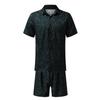 Mens Summer 2 Piece Outfit Big and Tall Sweatsuits Sets Short Sleeve T-Shirts and Classic Fit Sport Shorts Set Tracksuit Navy view 3