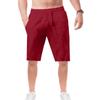 QWENTMTNTY Linen Shorts for Men 9 Incn Summer Comfy Elastic Waist Drawstring Beach Shorts Athletic Workout Bermuda Shorts Red view 1