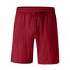 QWENTMTNTY Linen Shorts for Men 9 Incn Summer Comfy Elastic Waist Drawstring Beach Shorts Athletic Workout Bermuda Shorts Red view 2