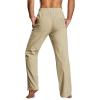 QWENTMTNTY Mens Linen Pants Drawstring Straight Fit Casual Summer Loose Fit Trousers Big & Tall Solid Plain Yoga Long Pants Khaki view 2