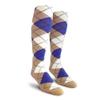 Golf Knickers Colorful Knee High Argyle Cotton Socks For Men Women and Youth - WWWW: Khaki/Royal/White - Youth view 1
