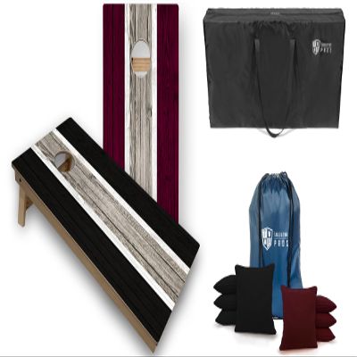 Tailgating Pros Striped Tournament Grade LED Cornhole Board Set w/Built-in Lights- Includes 4'x2' Regulation Boards, Multicolored LED Lights, Bean Bags, and Carrying Cases