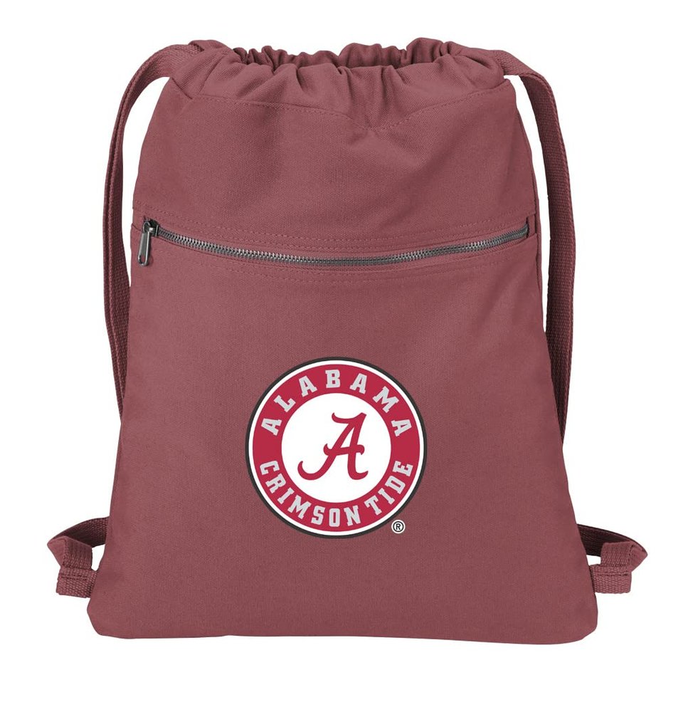 Broad Bay Alabama Drawstring Backpack RICH CANVAS University of Alabama Cinch Bag (Crimson Tide)