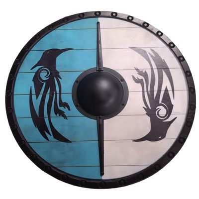 Full Size Solid Wood Viking Shield for Cosplay LARP or Battle (30" Raven Clan)