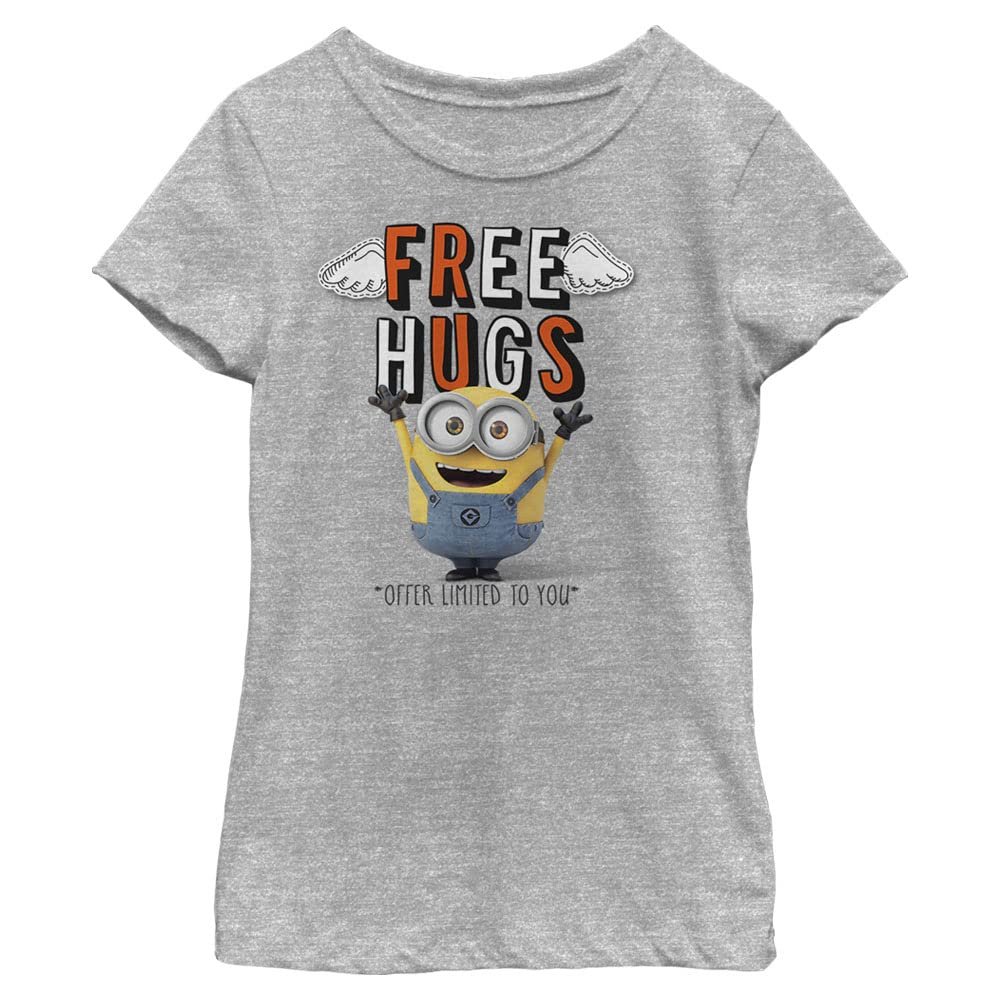 Fifth Sun girls Minions Hugs for U Short Sleeve Tee T Shirt, Athletic Heather, X-Small US