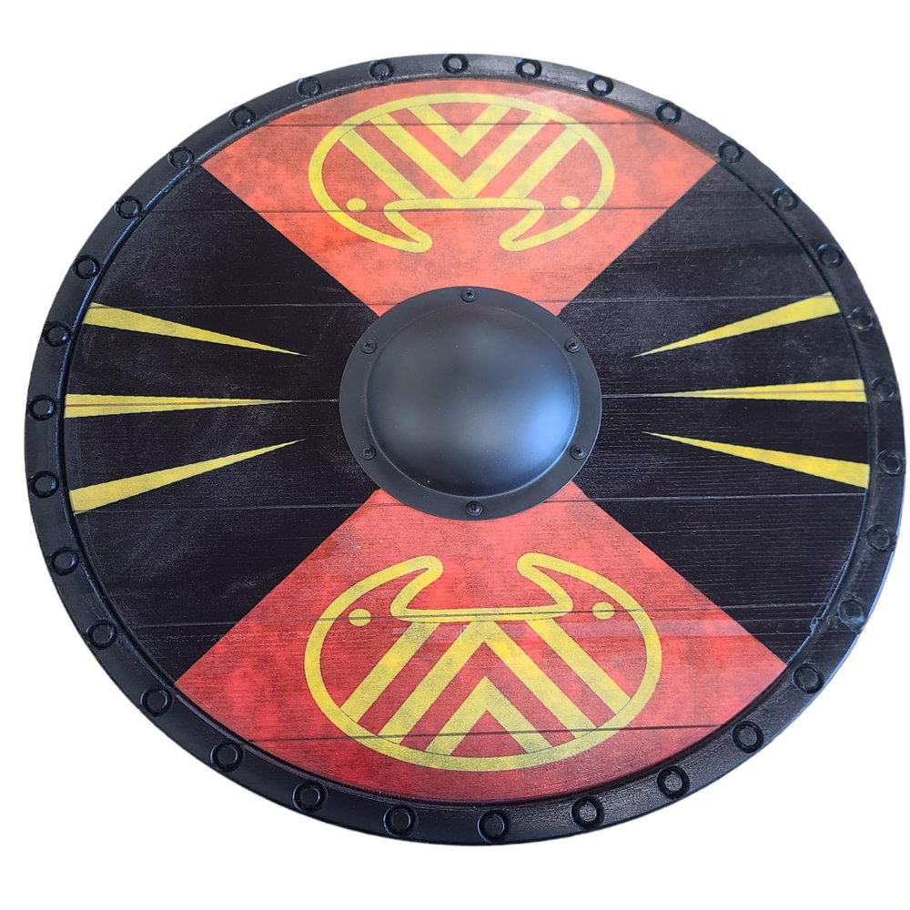 Full Size Solid Wood Viking Shield for Cosplay LARP or Battle (30" Olaf Haraldsson)