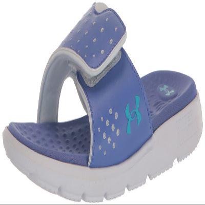 Under Armour girls Ignite Pro Slide Sandal, (400) Baja Blue/Gray Mist/Blue Surf, 12 Little Kid US