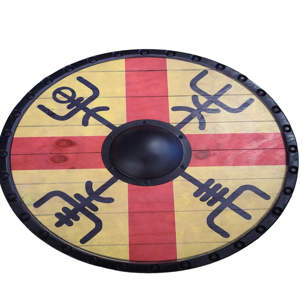 Full Size Solid Wood Viking Shield for Cosplay LARP or Battle (24" Finehair)