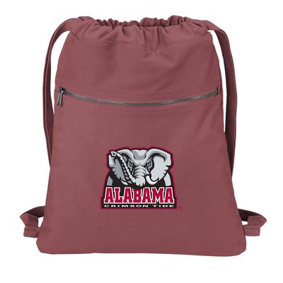 Broad Bay University of Alabama Drawstring Backpack RICH CANVAS Alabama Logo Cinch Bag (Crimson Tide)