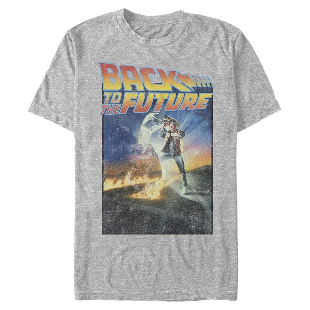 Back to the Future Men's Big Classic Poster, Athletic Heather, X-Large Tall