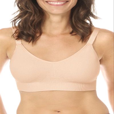 Amoena Womens Eliza Wire-Free Front Closure Pocketed Mastectomy Bra - Comfortable, Adjustable Wide Straps Rose Nude M