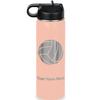 LaserGram Personalized Water Bottle, Volleyball Ball, Stainless Steel Double Wall Vacuum Insulated with Flip Top Straw, Custom Engraved Gift (20oz / 590ml Coral)