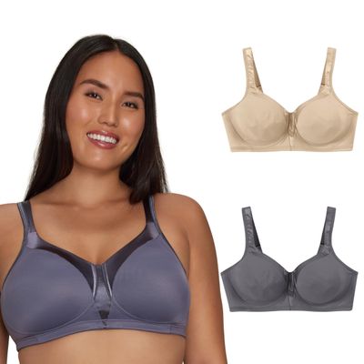 Playtex womens 18 Hour Silky Soft Smoothing Wireless Us4803 Available With 2-pack Option Bra, 2 Pack - Private Jet/Nude, 36C US