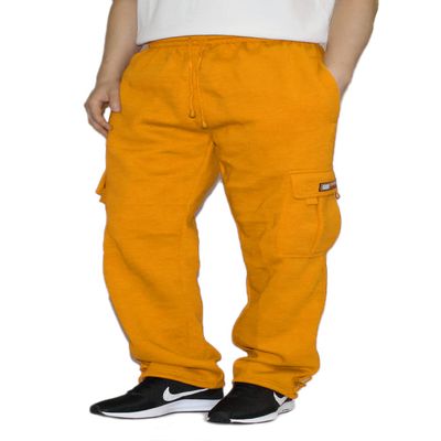 AIRNINE Men's Fleece Cargo Sweatpants SweatShorts Heavyweight S-6XL (Neon Yellow, Small)