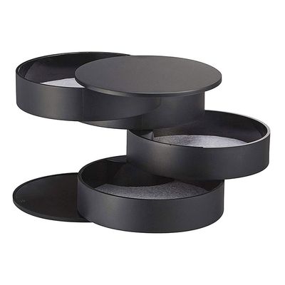 ZXXMZ Jewelry Storage Jewelry Box Circular Rotatable Jewelry Storage Box Portable Finishing Box Multi-Layer Large Capacity Plastic Organizer Box Perfect for Collecting Fun (Color : Black)