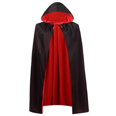 Regenboog 59inch(150cm) Kids Reversible Cape with Hood,Black and Red Cape,Halloween Christmas Costume,Masquerade,Dress up,Wizard,Witch,Vampires Cloak