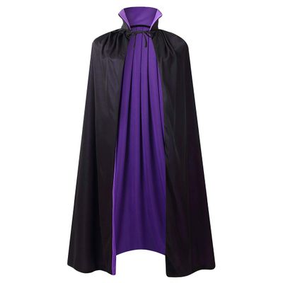 Regenboog Stand Collar Reversible Cape Kids,Black and Purple Cape,Halloween Christmas Costume,Masquerade,Dress up,Wizard,Witch,Vampires Cloak,35inch