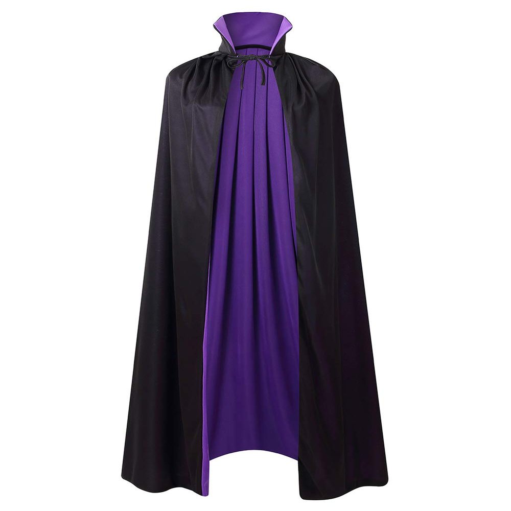 Regenboog Stand Collar Reversible Cape Kids,Black and Purple Cape,Halloween Christmas Costume,Masquerade,Dress up,Wizard,Witch,Vampires Cloak,35inch