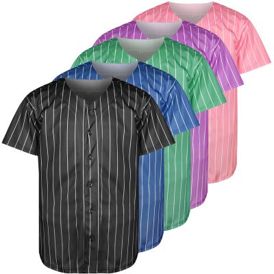 Phoneutrix Blank Plain Hip Hop Hipster Baseball Jersey Button Down Shirts Sports Uniforms Men Women Jersey (Black-Stripe, X-Large)