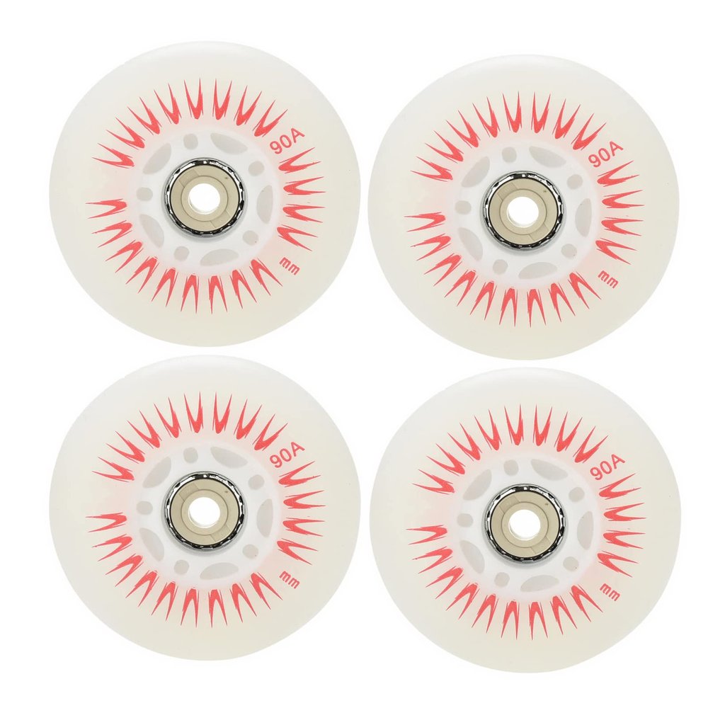 4 Pcs LED Flash Wheel 80mm 76mm 72mm 70mm 68mm 64mm 62mm 60mm for Inline Skates 90A for Adults Kids Roller Skate Shoe Replace Wheels with Bearings,76mm