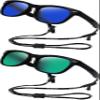 Kids Flexible Polarized Sunglasses for Boys Girls Age 3-10 with Straps (Mirrored blue+Mirrored green) view 2