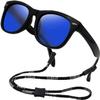 Kids Flexible Polarized Sunglasses for Boys Girls Age 3-10 with Straps (Mirrored blue+Mirrored green) view 3