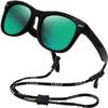Kids Flexible Polarized Sunglasses for Boys Girls Age 3-10 with Straps (Mirrored blue+Mirrored green) view 4