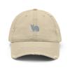 Cornish rex cat hat, Embroidered Unisex Distressed Dad Hat, Cornish rex cat Gifts for cat mom cat dad. Khaki view 1