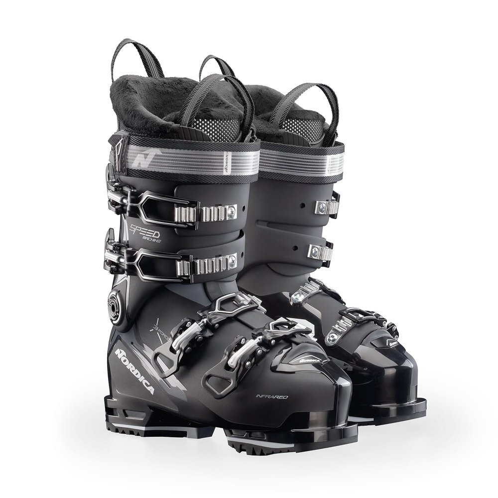 NORDICA Women's Speedmachine 3 85 W Durable Adjustable Warm Insulated Water-Resistant Grip Walk All-Mountain Touring Ski Boots, Black/Anthracite/White, 26.5