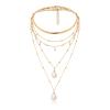 5 Layered Necklaces for Women Trendy Sets, Snake Chain Imitation Pearl Chain Vintage Gold Necklace Set view 1
