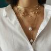 5 Layered Necklaces for Women Trendy Sets, Snake Chain Imitation Pearl Chain Vintage Gold Necklace Set view 2