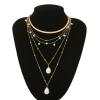 5 Layered Necklaces for Women Trendy Sets, Snake Chain Imitation Pearl Chain Vintage Gold Necklace Set view 4