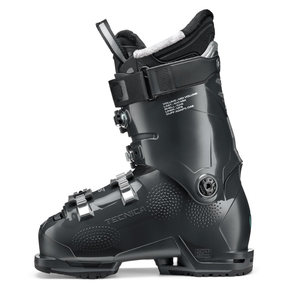 Tecnica Women's C.A.S. Cuff Adapt System Mach Sport Mv Medium Volume 85 Ski Boots for Intermediate Skiers, Graphite, 25.5