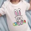 Customized Rabbit T-Shirts, Personalized Bunny Easter Shirts For Mom and Kids, Baby, Pastel Easter Eggs Print Graphic Tee For Children, Toddler Tops, Casual Short Sleeve Tees, Family Easter Matching view 4